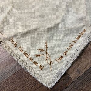 Cream and Brown Embroidered Breadbasket Cloth see pix for discoloration